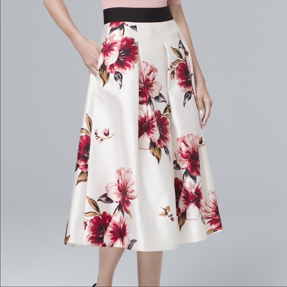WHBM Floral Full Midi Skirt